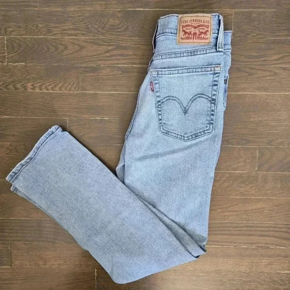 Levi's Wedgie straight light wash distressed jeans button fly denim sz 24 - Picture 11 of 12